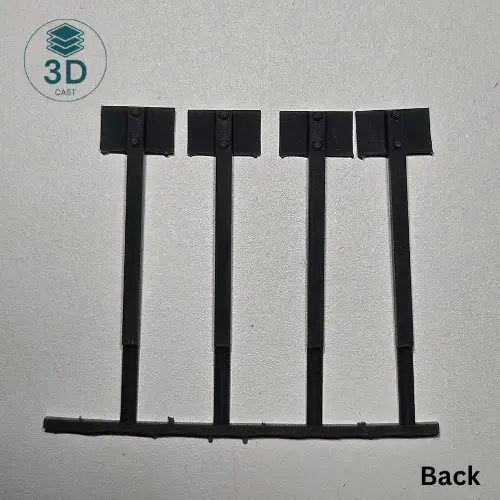 Printed sample of HO Scale stop board sprue rear angle view