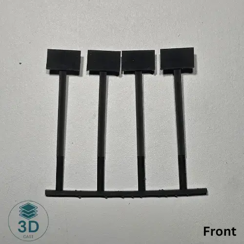 Printed sample of HO Scale stop board sprue front angle view