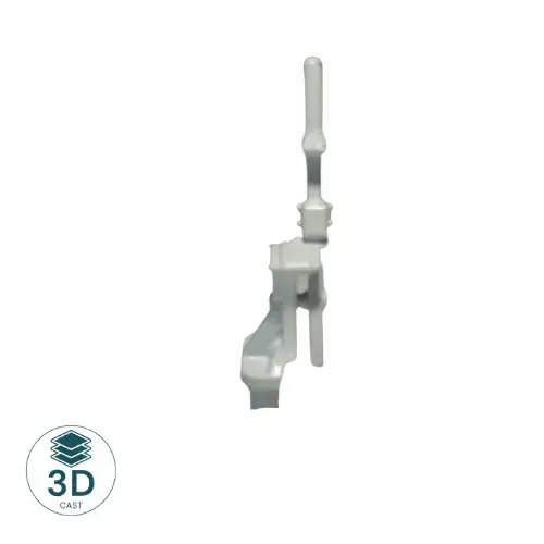 Printed sample of HO Scale quadrant lever 4-piece sprue front view