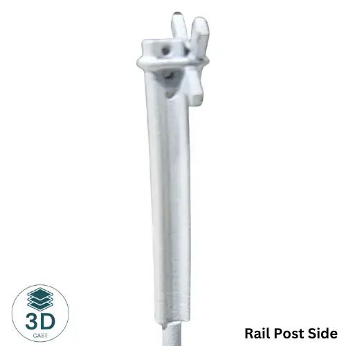 Side view of HO Scale whistle board rail post showing sign and mounting detail