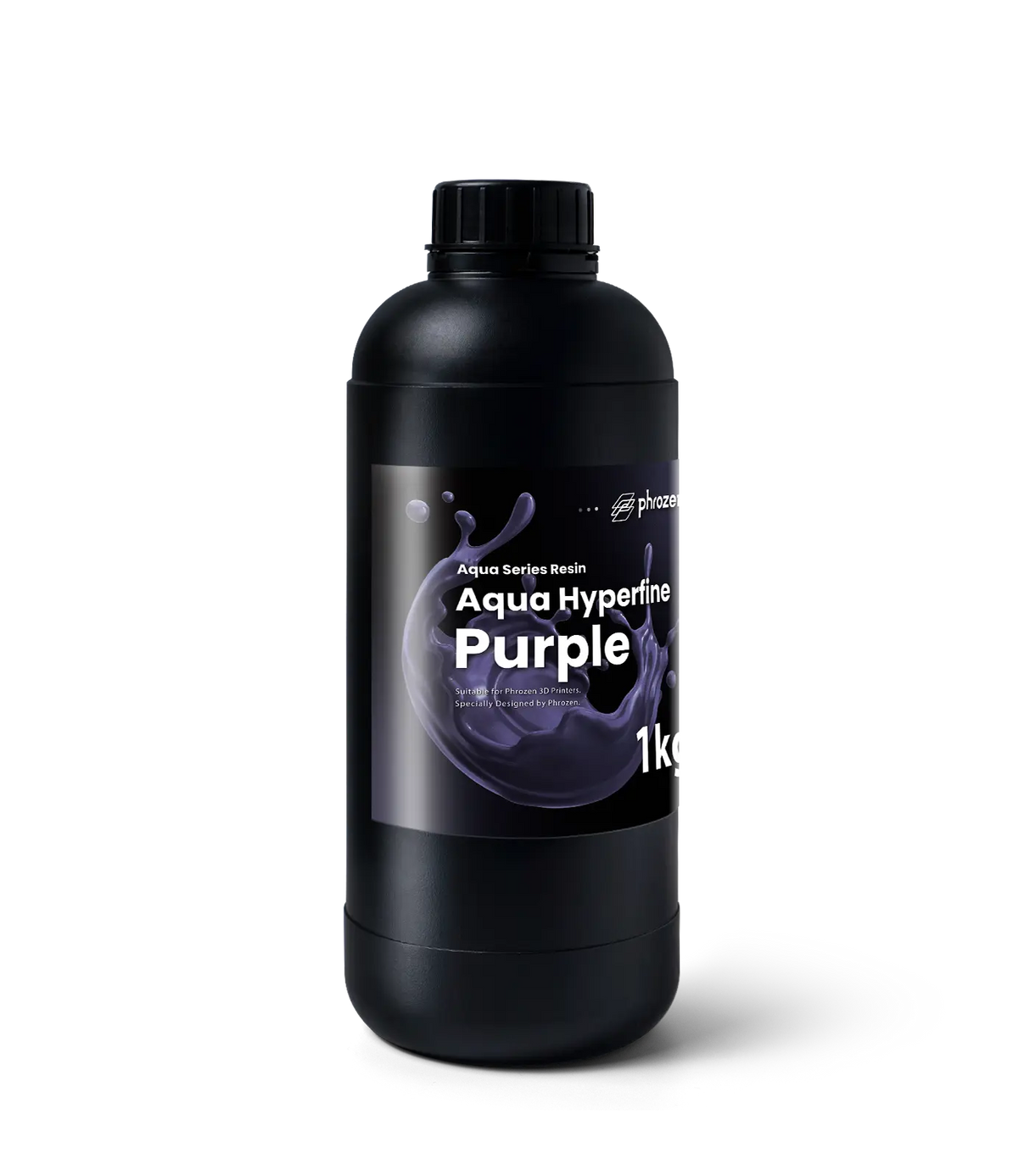 Close-up of Phrozen Aqua Hyperfine Purple resin 500ml bottle label