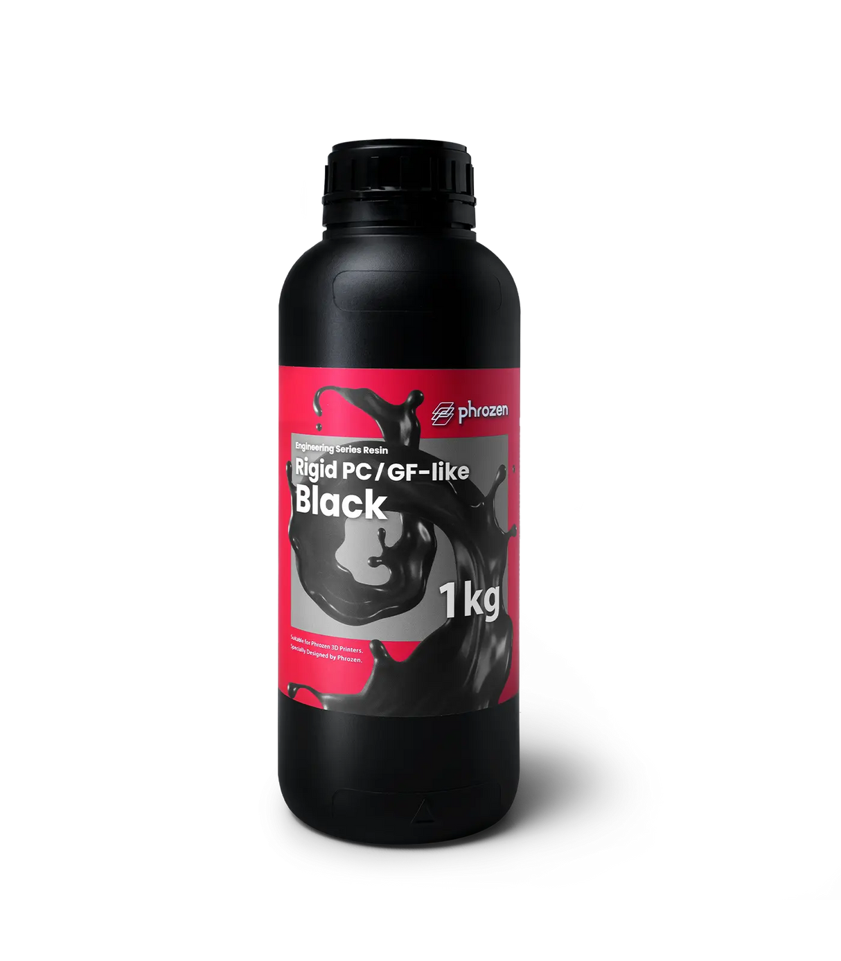 Phrozen Rigid PC/GF-like Black 3D printer resin, 1kg bottle front view