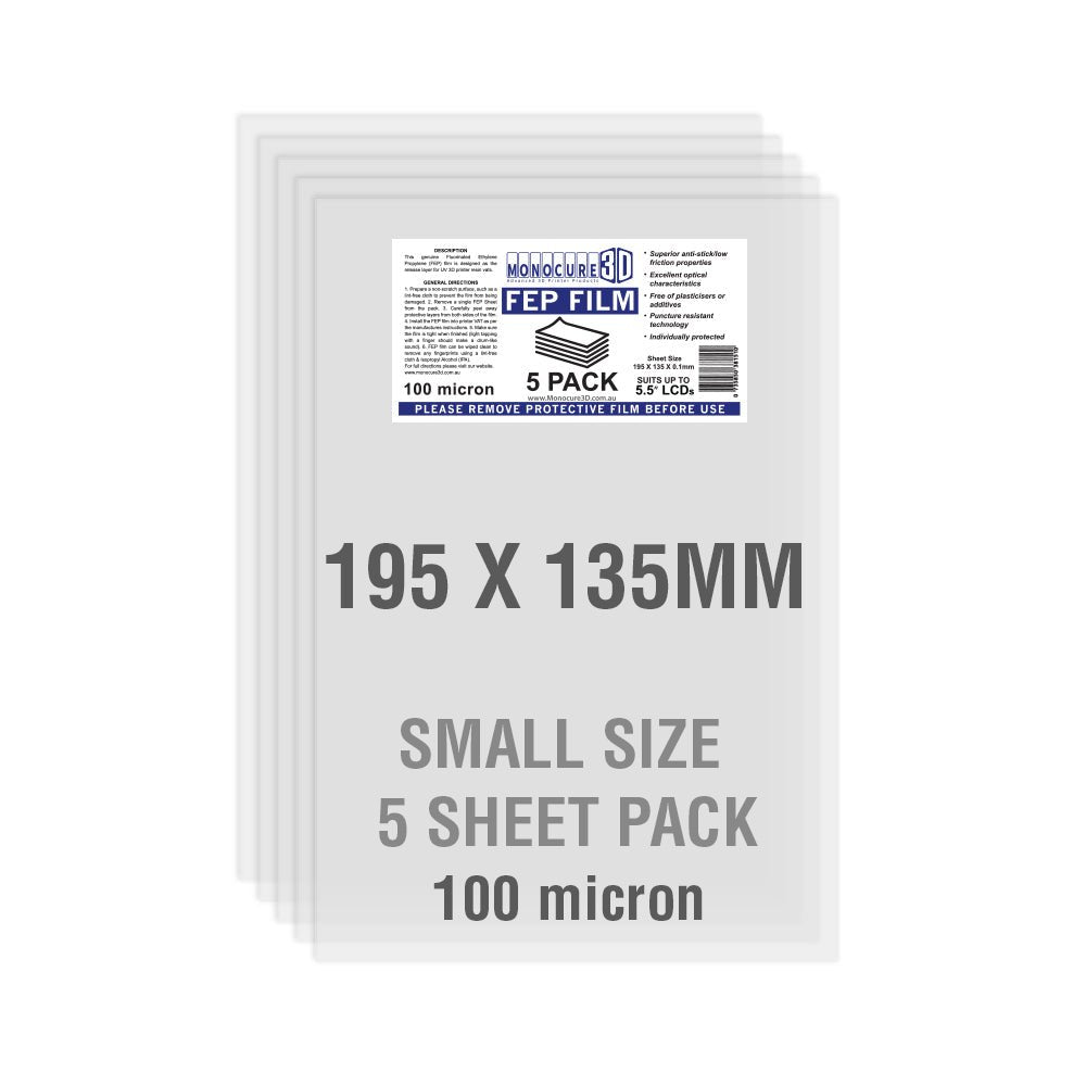 Monocure3d - Monocure Fep Film 100 Microns (5 Sheet Pack) - 3D Printing Accessories - 3D Cast