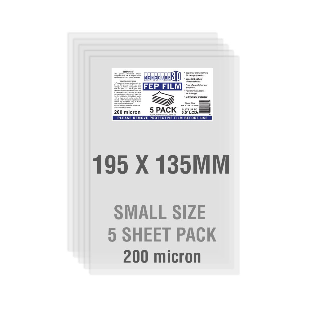 Monocure3d - Monocure FEP FILM 200 Micron (5 Sheet Pack) - 3D Cast