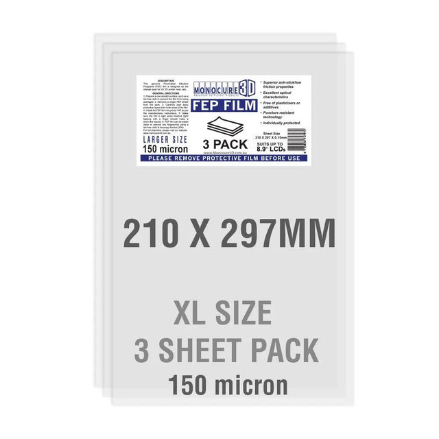 Monocure3d XL FEP FILM 150 Micron (3 Sheet Pack) Monocure3d
