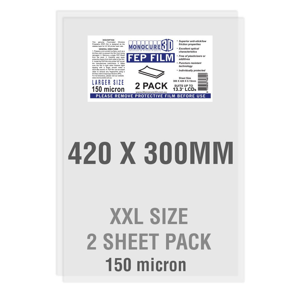 Monocure3d - Monocure XXL Fep Film 150 Micron (2 Sheet Pack) - 3D Printing Accessories - 3D Cast
