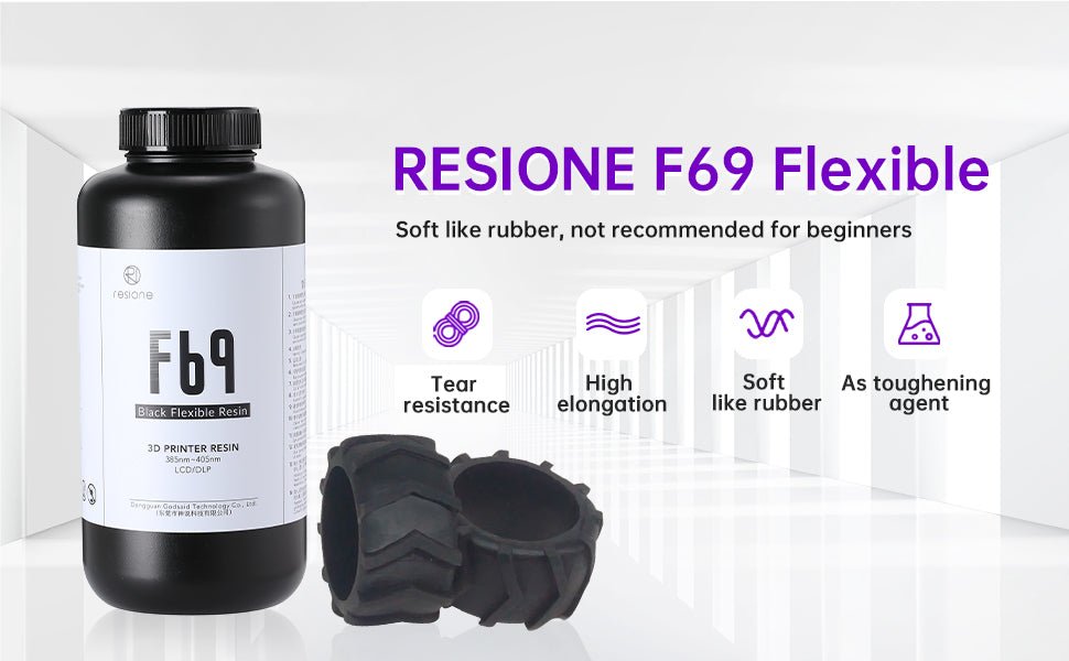 Resione - Resione F69 Black Flexible 3D Printing Resin - 3D Printer Resin - 3D Cast