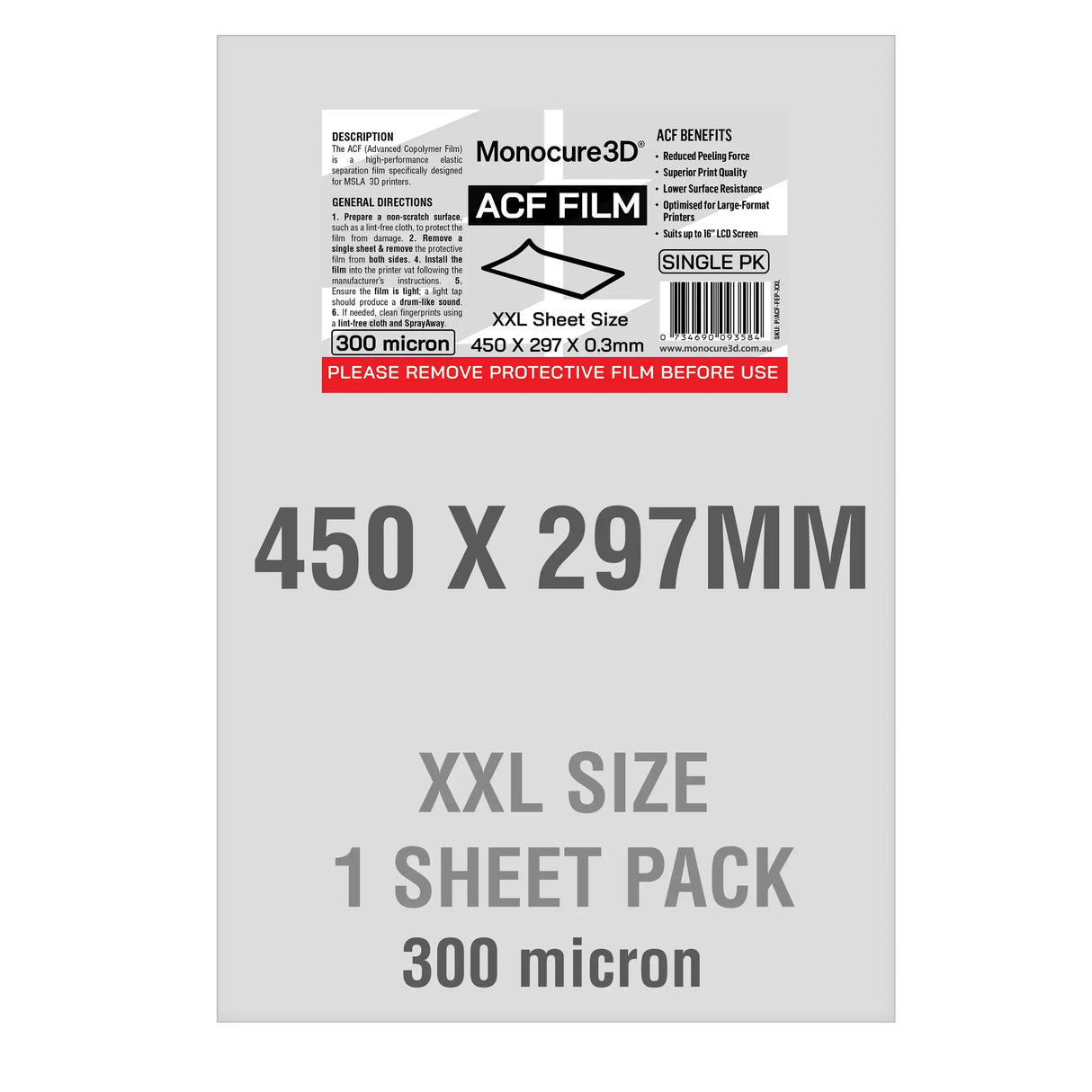 Monocure3D XXL ACF Film 450x297mm 1 Sheet