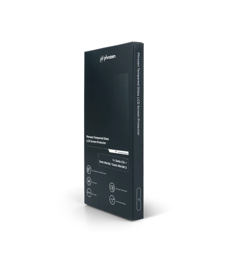 Phrozen tempered glass LCD screen protector box, angled view, for Sonic CS+, Sonic Mini 8K, and Sonic Mini 8K S, 7 inch size.