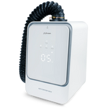 Phrozen Air Purifier Max with the black exhaust hose attached to the top port, control panel showing a five hour timer setting.