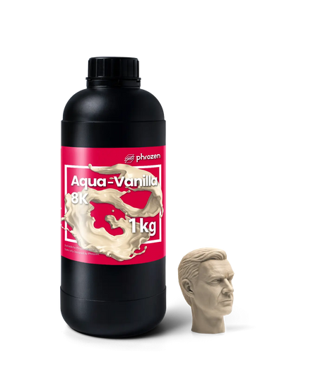 Size comparison of Phrozen Aqua 8K Vanilla resin bottle for scale