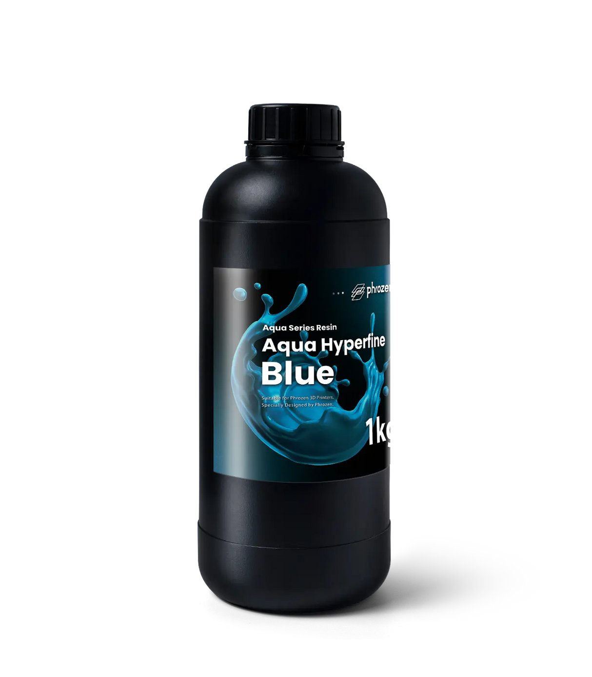 Close-up of Phrozen Aqua Hyperfine Blue resin 500ml bottle label