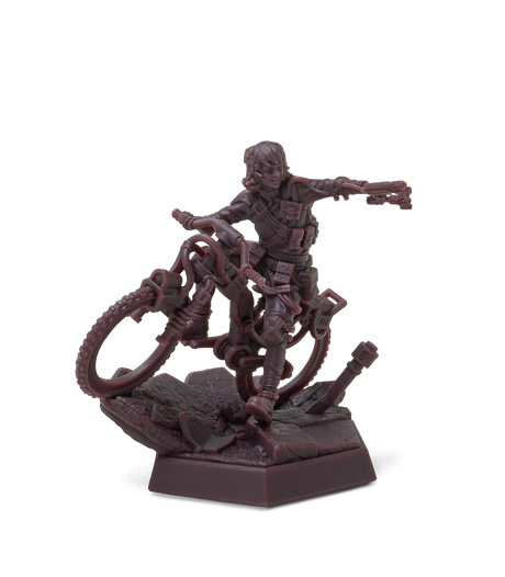 Detailed sci-fi character miniature printed in Phrozen Aqua Hyperfine Red resin