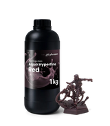 Phrozen Aqua Hyperfine Red resin 1kg bottle with printed sci-fi character miniature