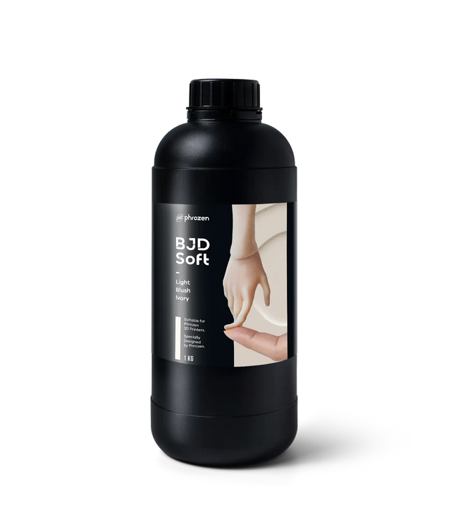 Bottle of Phrozen BJD Soft Light Blush Ivory 3D printer resin, 1kg, front label view.