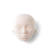 Ball jointed doll face printed in Phrozen BJD Soft Light Blush Ivory resin, showing fine detail in the eyes, nose, and lips.