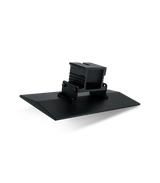 Phrozen Mighty 14 16K build plate shown from a low rear angle, displaying the anodised aluminium plate surface and rear-mounted carriage bracket assembly against a black background