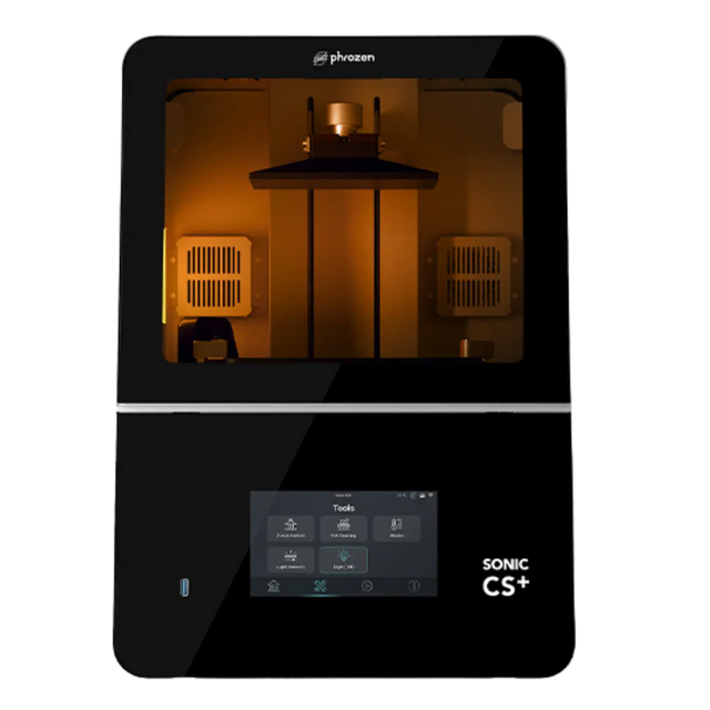 Phrozen Sonic CS+ Dental 3d printer front view with internal light on 