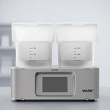 Phrozen Wash+ dental resin washing unit with two translucent 3L wash tanks and a touchscreen control panel