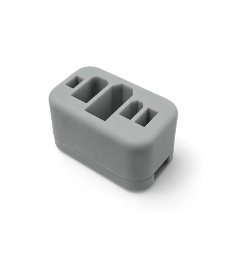 Electrical connector enclosure prototype printed in Phrozen FR940 flame retardant resin gray