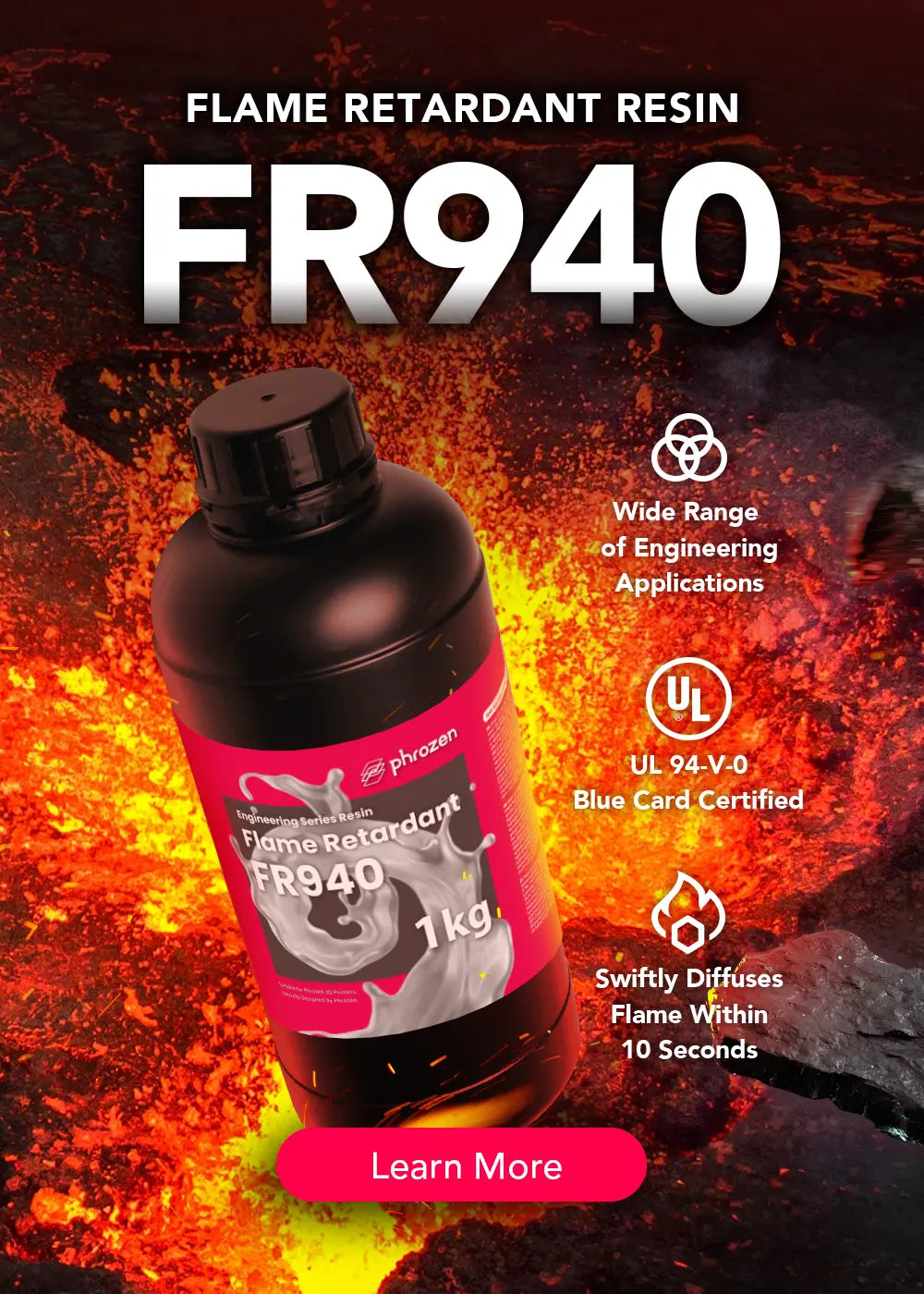 Phrozen Flame Retardant FR940 3D Printer Resin