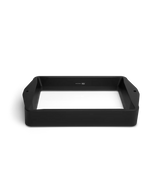 Phrozen Sonic Mini 8K and 8KS resin vat viewed from the front, showing the rectangular matte black frame, side mounting tabs with alignment holes, and MAX resin fill indicator on the inner wall