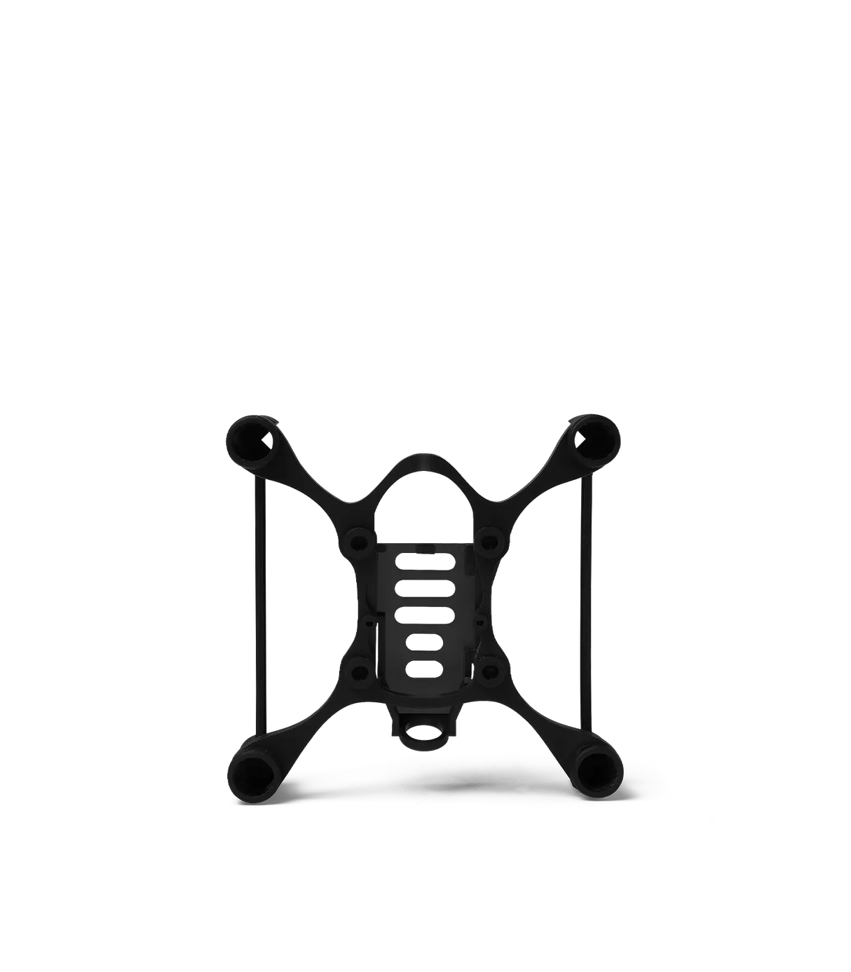 3D printed drone frame in Phrozen Rigid PC/GF-like Black resin, showing fine detail and rigid structure