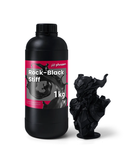 Phrozen Rock Black Stiff resin 1kg bottle with printed armoured character bust
