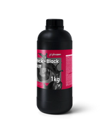 Phrozen Rock Black Stiff engineering resin 1kg bottle side view with GHS hazard statement