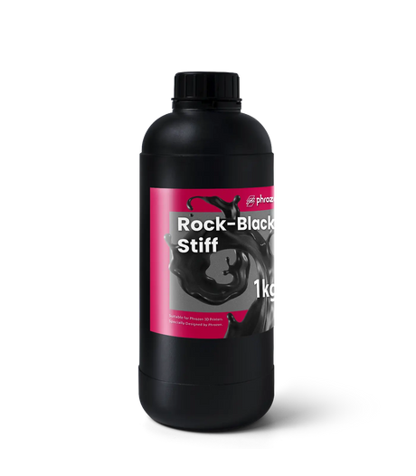 Phrozen Rock Black Stiff engineering resin 1kg bottle three quarter view