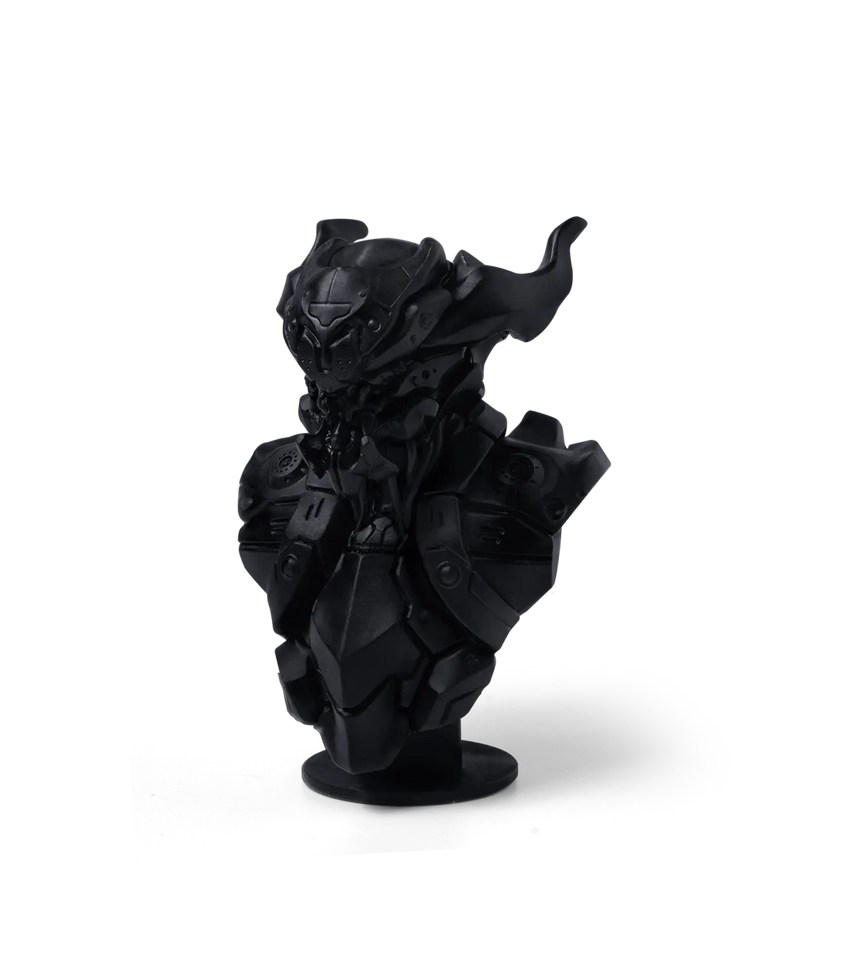 Detailed armoured character bust printed in Phrozen Rock Black Stiff resin