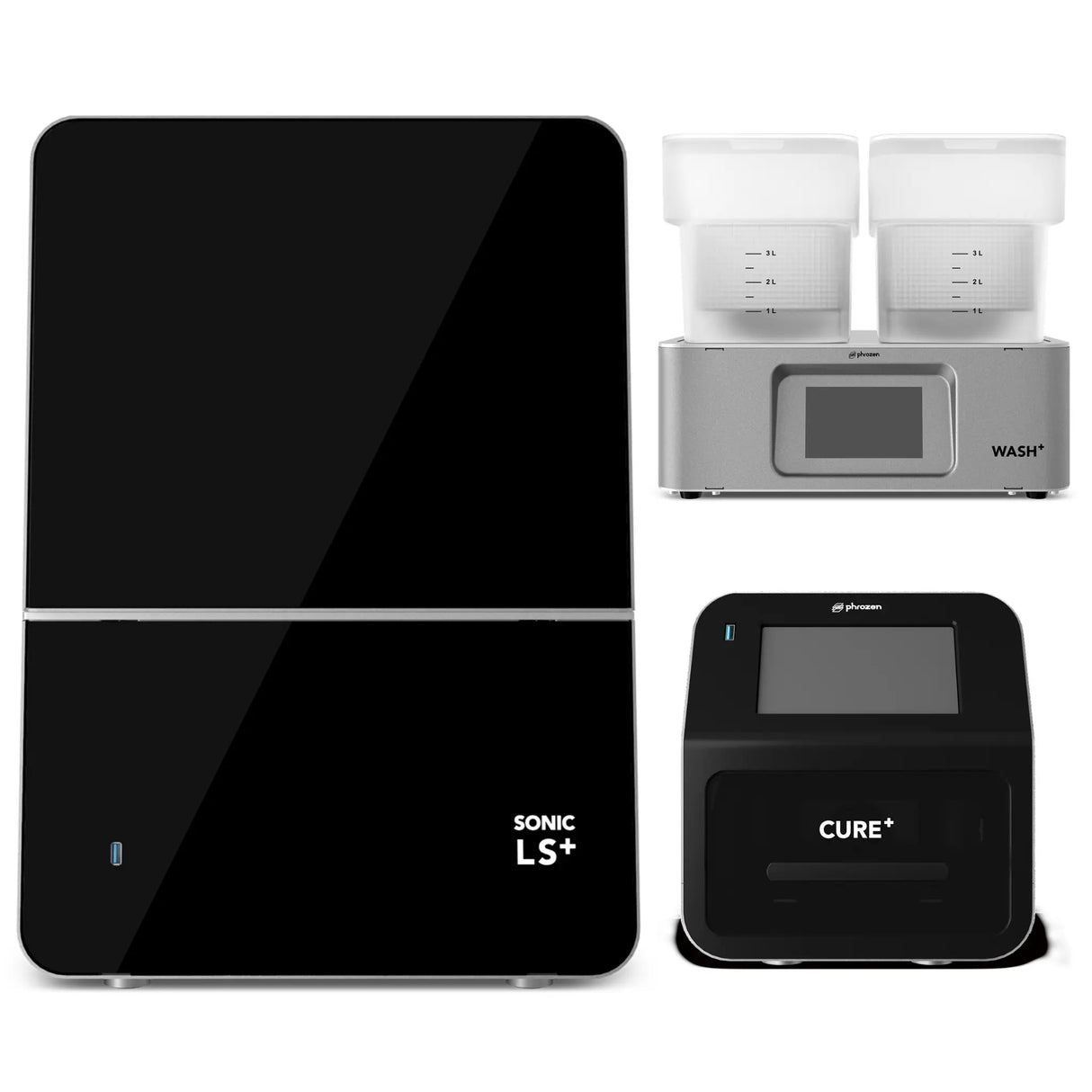 Phrozen Sonic LS+ dental MSLA printer with Wash+ dual-tank wash station and Cure+ curing unit, stocked in Australia