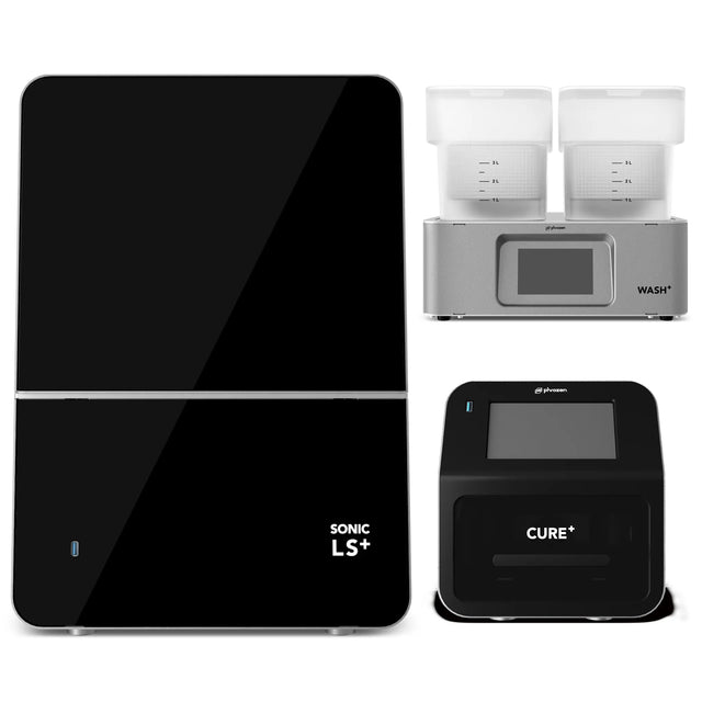 Phrozen Sonic LS+ dental MSLA printer with Wash+ dual-tank wash station and Cure+ curing unit, stocked in Australia