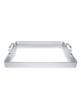 Phrozen Sonic Mega 8K S resin vat, front view, showing the aluminium frame and metal handles on each side.