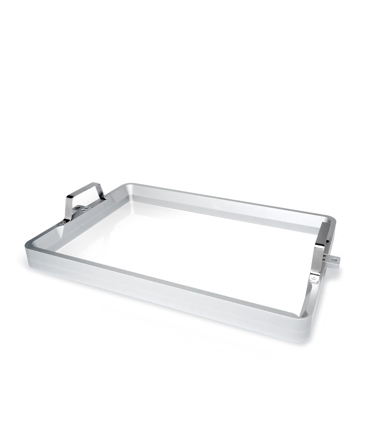 Phrozen Sonic Mega 8K S resin vat, angled view from the handle side, showing the aluminium frame and metal handles.