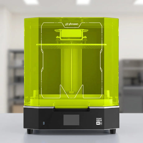 Phrozen Sonic Mega 8KS resin 3D printer front view on commercial studio desk