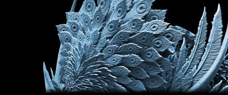 Extreme close-up of miniature detail printed on Phrozen Sonic Mighty 12K at 19x24 micron resolution