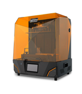 Phrozen Sonic Mighty Revo 16K Max resin 3D printer three-quarter front angle view with orange UV cover