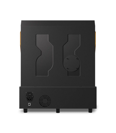 Phrozen Sonic Mighty Revo 16K Max rear panel showing power inlet, USB port, and cooling fan