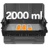 Phrozen Sonic Mighty Revo 16K Max resin vat showing 2000ml maximum capacity with fill level markings